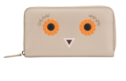 Fendi Owl Long Wallet, &pound;160, Accessories, Beige, Leather, Front view